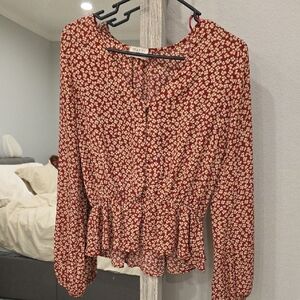Vici Red Floral Blouse